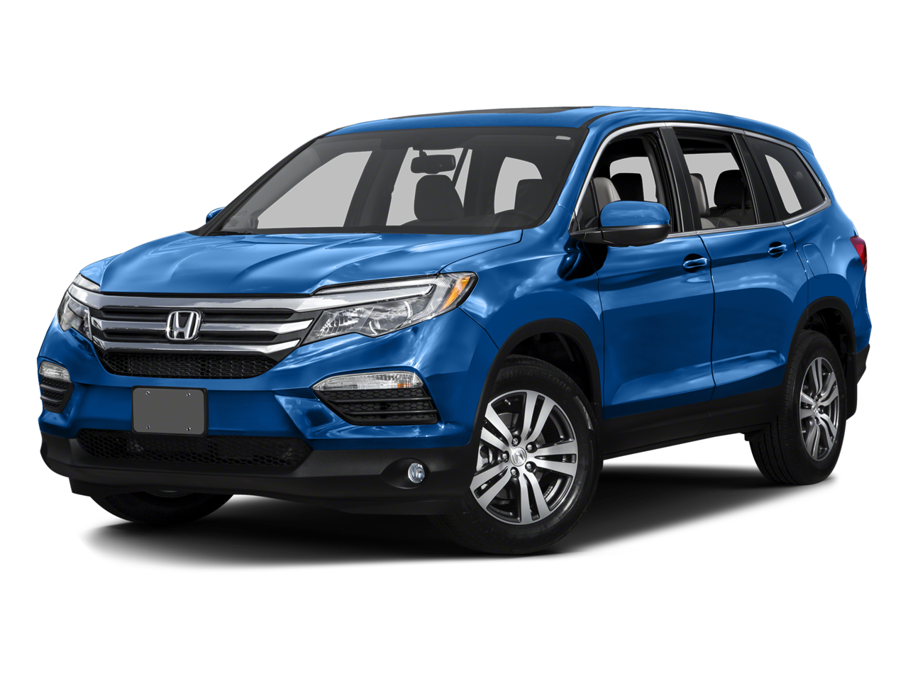2016 Honda Pilot EX-L in Steel Sapphire Metallic — front three-quarter view