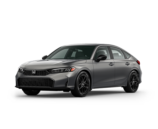 2026 Honda Civic Hatchback Sport in Urban Gray Pearl — front three-quarter view